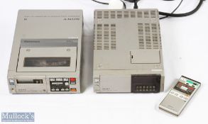 c1980 Sony Betamax Portable Recorder Stack SL-F1UB TT-F1UB, with a remote RMT-211, all untested