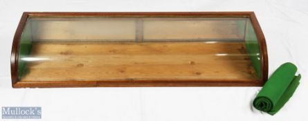 Mahogany Curved Glass Shop Display Cabinet, with mirrored back, with a replacement green felt