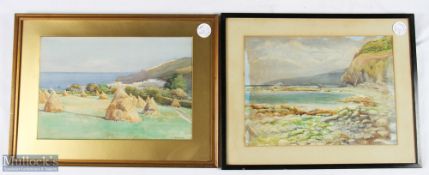 1926 D E Webb Newlyn School Watercolour Looking across Newlyn - this has a Royal Academy 1939