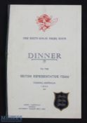 Very rare 1930 British & I Lions Rugby Menu: From the Sydney after-test function hosted by the NSW