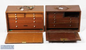 Union 7 Drawer Engineers Wooden Tool Cabinet Box Chest lined with green baize fabric inside, with