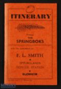 1937 S African Rugby Tour to NZ Itinerary Booklet: Super compact 12pp orange card cover & paper item