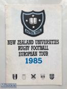1985 NZ Universities European Rugby Tour Brochure: With full match schedule and pen pics of