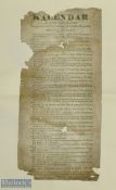 1821 Kalendar of all the Crown Prisoners broadsheet - who are to take their Trial at the Leut