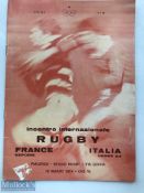 Very rare 1974 Italy U23 v France U23 Rugby Programme: Issue from Piacenza. VG
