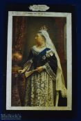 Queen Victoria - 1901 very fine colour illustration printed on Satin overlaid on Cotton - insert