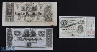 19th century USA Unissued Bank Notes - Canal & Banking Co, New Orleans $5 and State of New Jersey