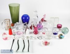 Quantity of Collectors Glass to include paperweights: one by Selkirk, a duck figure by Wedgwood,