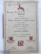 Rare signed 1952 Somerset, Glos & Berkshire v S Africa Dinner Menu: Lovely 10 page after match