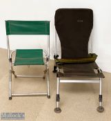 A pair of Fishing Seats made up of: 1x folding adjustable carp chair; 1x alloy folding seat (2)