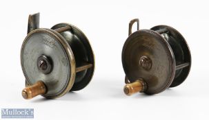 2x Kelly & Son, Dublin brass fly reels - one 2 1/2