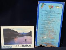 Brecon Town Council Fishing Rules & regulation Wooden Painted Sign, plus a card Barbour Fishing