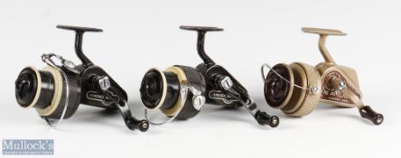 A collection of J W Young & Sons fixed spool reels, made up of: 2x Ambidex match reels, both with