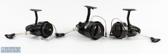 A collection of large capacity Mitchell fixed spool reels: 307 RHW / 306A LHW / 387 RHW. All have