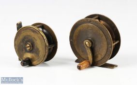 A pair of A Allan Glasgow brass reels, 2 5/16