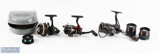 Cadence S510 3000 fixed spool spinning reel with 2 spare spools, runs very well, in zip case;