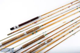 Collection of whole cane and split cane rods, all requiring attention, made up of: 2x 9' 3pc rods,