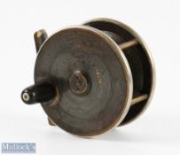 Hardy Bros plate wind brass and ebonite reel 3 5/8