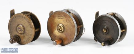 Collection of 3x Scottish brass plate wind reels, consisting of: Right & Son Edinburgh 2 1/2