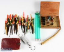 Selection of fishing equipment to include: 1x horn weighted priest; 1 Little Samson scales; 2x tubes