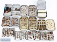 Selection of Richard Wheatley fly boxes and flies - features 1x Hardy Bros box, 1x Allcock box, 9x