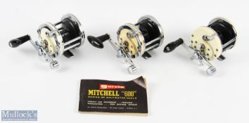 3x Mitchel 602 multiplier reels, on/off check, counter balanced handles, all run well, with