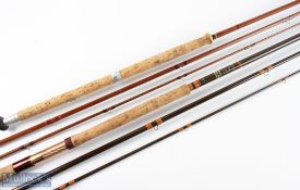 J S Sharp Ltd Aberdeen, impregnated split cane salmon fly rod (234/542) 12' 3pc, line 8#, 21