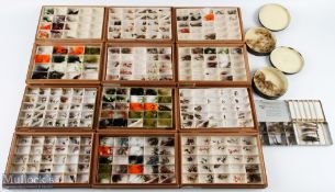 Large Collection of Trout Fly's, most are single hook flies 10 wooden boxes with 100's of flies