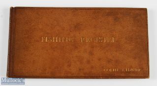 1908-1909 Fishing Diary Register: a leather-bound book with the name of Colin Kindner in gold