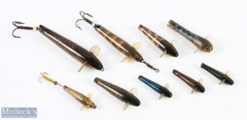 Selection of 9x 'Feathero' minnow lures in varying patterns from 3
