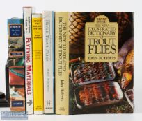 Fly Fishing Books, to include The New Illustrated Dictionary of Trout Flies John Roberts 1986, Trout