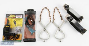 A collection of accessories comprising: pair of Hardy boot hangers; pair of car roof holders; gear