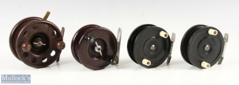 A collection of centre pin reels, comprising: 1x Modernite Pixie Bakelite reel, 4
