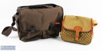 A pair of shoulder bags, made up of: 1x Liddesdale Scotland canvas and leather shooting/fishing bag,