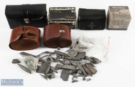 A collection of fishing accessories, to include: large bag of lead weights with 13 Hardy Jardine