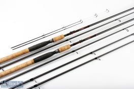2x Shakespeare Agility Barbel carbon rods 12' 3pc plus quiver tip, 20