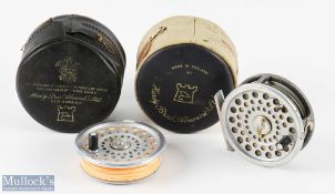 Hardy Bros Marquis 6 alloy fly reel and spare spool, both in original zip cases (one with rip to