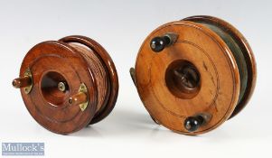 A large star back mahogany and brass reel, 5 7/8