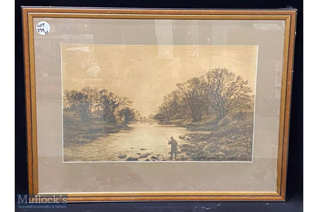 2x large Fishing Prints, a large picture of Salmon on riverbank, from an oil by H L Rolfe - Image 3 of 3