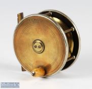 P D Malloch Perth brass and ebonite salmon reel, 4 1/4