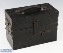 The Holborn Surgical Instruments, London, black japanned cantilever box, 11 1/2
