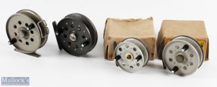 A collection of Strike Right centre pin reels, made up of: 1x A Dura Flo 3 5/8