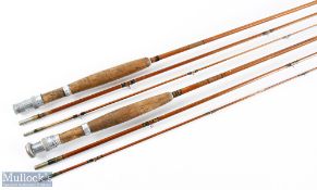 Millwards Flycraft split cane fly rod 9' 3pc plus spare tip, alloy uplocking reel seat and collar,