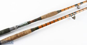 Pair of unnamed split cane big game boat rods, both 8' 1pc 35