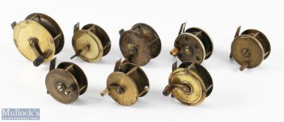 8x small brass reels: all requiring a little maintenance - 5 winches and 3 plate wind. A good