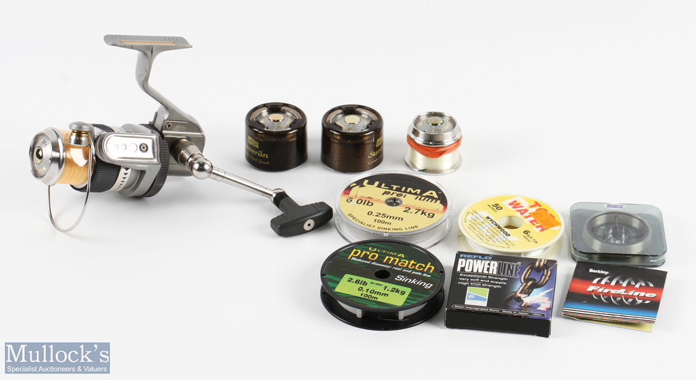 Abu Sweden Suveran fixed spool spinning reel S1000M, with 3 spare spools, good bail, very light use,