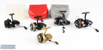 A collection of K P Morritts fixed spool reels, all with good bail and running well. Made up of: