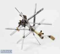 A fine Farlow's Sextile line dryer c1910, alloy arms on brass fittings with heavy duty 'C' clamp,