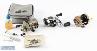 Abu 3000 Multiplier reel No 090902 side tensioner, runs well; Shimano Calais 201 DC LHW