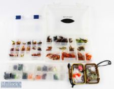 Collection of salmon and trout flies, consisting of: box of large salmon flies, over 70 singles